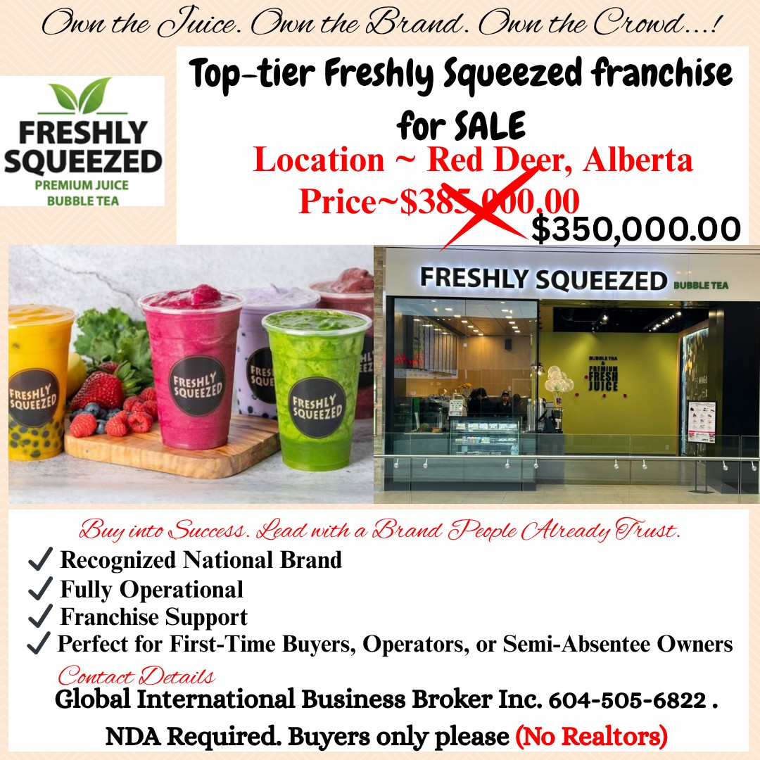 Exceptional Franchise Opportunity – Freshly Squeezed, Red Deer, AB